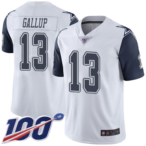 Men Dallas Cowboys Limited White Michael Gallup 13 100th Season Rush Vapor Untouchable NFL Jersey